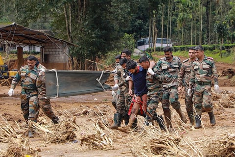 Rescue ops in landslide-hit area in Wayanad